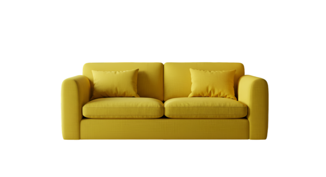 Yellow Sofa Isolated on Transparent Background Realistic Illustration - Powered by Adobe