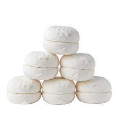 White Marshmallows Stacked Isolated On Transparent Background As Photo