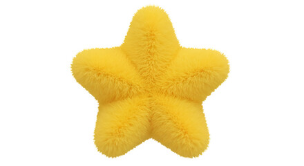 Yellow Fluffy Star Isolated on Transparent Background 3D Render Illustration