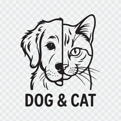 Vector of dog and cat face design on a white background.