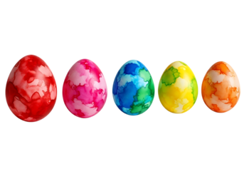Vibrant Watercolor Easter Eggs: Festive, Colorful, Spring Holiday Design Elements, transparent background