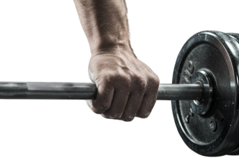 Weightlifting Hand Grip Photo: Close Up Strong Man Arm Holding Barbell