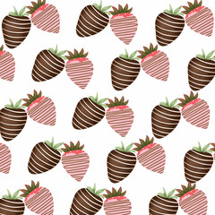 Watercolor chocolate strawberry  pattern
