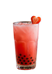 Strawberry Cocktail Drink With Ice and Pearl on a Black Transparent Background Illustration