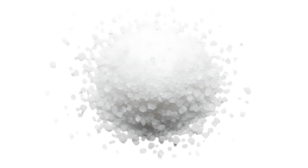 White Sea Salt Crystals Exploding, Isolated on . Clean and Bright, Culinary Ingredient, transparent background