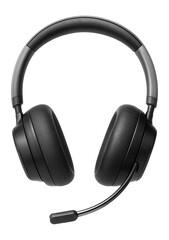 Bluetooth headset with over-ear cushions and retractable microphone for office calls
