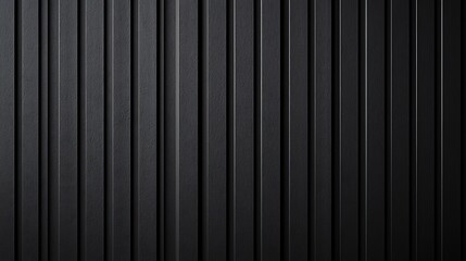 Close-up of a textured black corrugated metal surface with vertical ridges and subtle reflections.