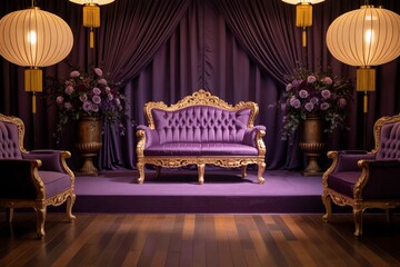  Luxurious Purple Velvet Wedding Stage