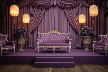  Luxurious Purple Velvet Wedding Stage