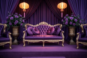  Luxurious Purple Velvet Wedding Stage