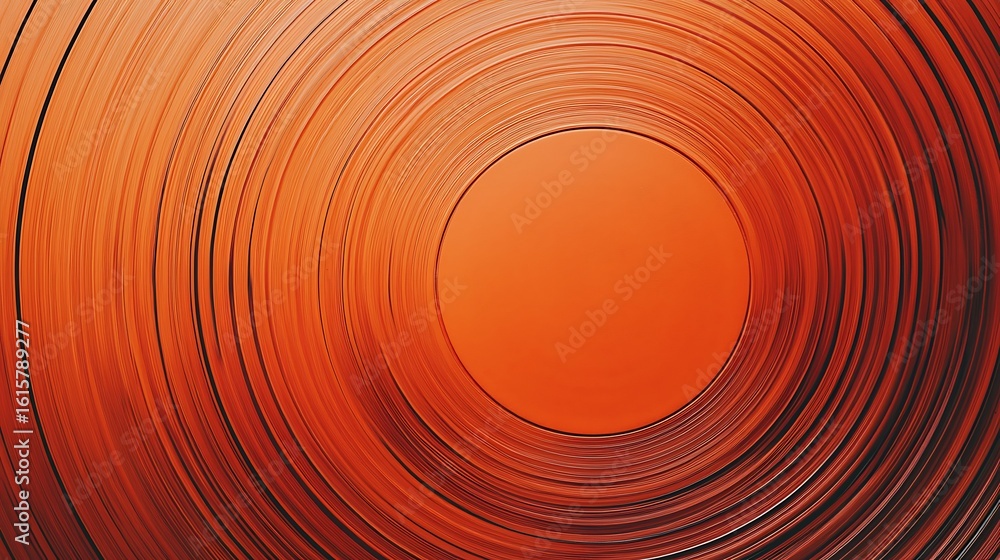 Poster a close-up view of an orange coiled metal pipe or tube, showing concentric circular patterns and tex