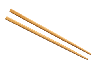 Elegant Light Brown Bamboo Chopsticks Isolated on ,: Clean Minimalist Design for Asian Cuisine Branding  transparent background