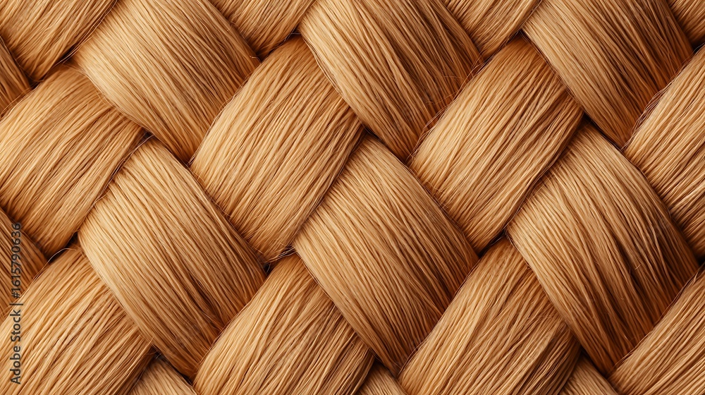 Poster close-up of intricately woven natural fibers creating a textured, basket-like pattern in warm brown 
