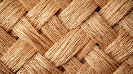 Close-up of woven natural fiber, showcasing texture and pattern of interlaced straw or grass strands.