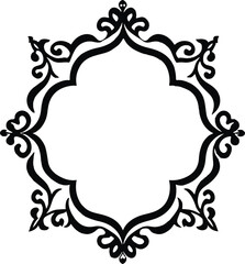 Floral Wreath Frame Elegant black silhouette of a circular floral vintage frame vector on white background