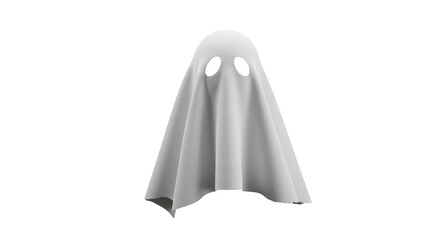 Simple White Ghost Illustration on Transparent Background