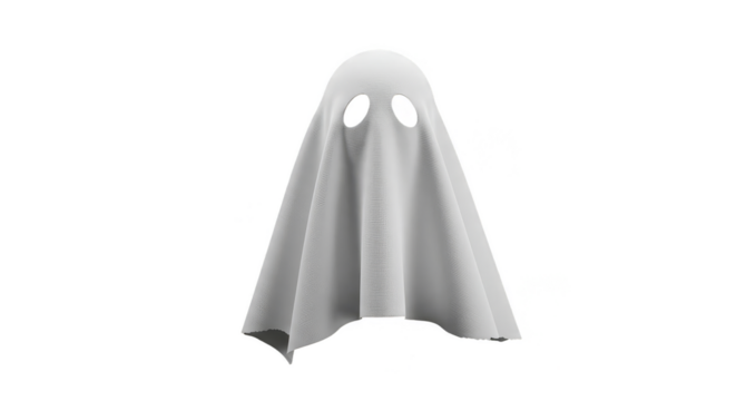 Simple White Ghost Illustration on Transparent Background - Powered by Adobe
