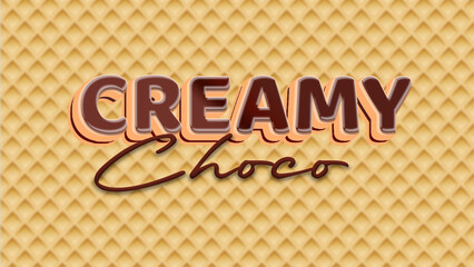 Layered Creamy Chocolate 3D Typography with Embossed Texture