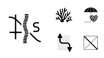 Fototapeta premium Collection of Abstract Black and White Icons Emphasizing Diverse Concepts and Symbolic Representations for Versatile Design Projects