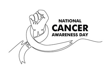 Cancer Awareness. support for those affected by breast cancer. National cancer concept. Single line 