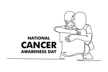 .National cancer concept. Single line draw design. Vector graphic illustration