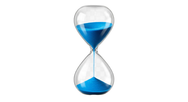 Transparent Hourglass With Blue Sand Isolated Photo
