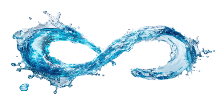 Infinite water swirl, a stylized infinity symbol created by liquid motion