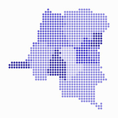 Democratic Republic of the Congo dotted map. Digital style map of the country on white background. Democratic Republic of the Congo shape with circle dots. Colored dots style. Large size circles.