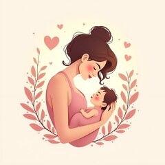 Loving mother breastfeeding newborn baby, World Breastfeeding Week celebration, nurturing maternal bond