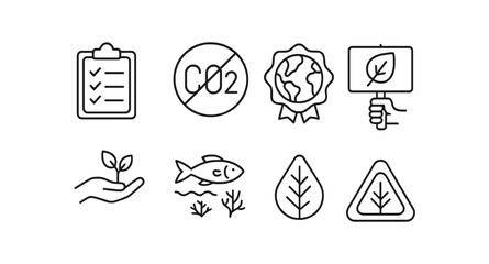 Environmental protection outline icon set. eco-friendly, sustainability symbols collection