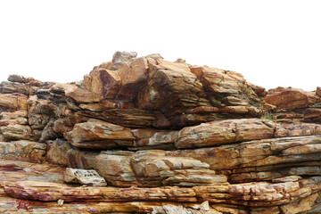 Natural piles of quartzite rock isolated on white background.