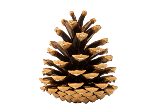 Single Dark Brown and Tan Pine Cone, Isolated on . Detailed Macro Photography, Autumnal, Natural Texture, transparent background