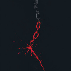 Broken Chain with Red Fracture Symbolizing Freedom and Resistance