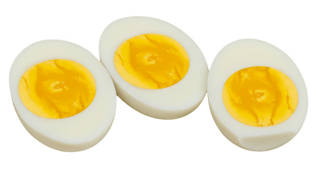 Three Boiled Egg Halves Isolated on Transparent Background - Powered by Adobe
