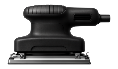 Portable sheet sander with a clamp-based paper attachment for on-site carpentry tasks.