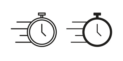 Time fast icon graphic doodle, sketch, outline drawing Vector illustration