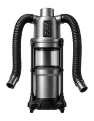 Mobile dust collector unit with flexible hose attachments for a carpentry workshop.