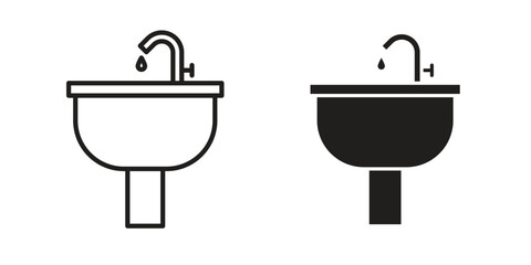 Sink icon graphic doodle, sketch, outline drawing Vector illustration