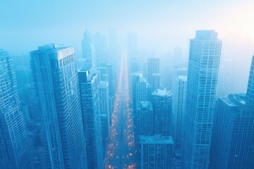 aerial view of modern cityscape with sleek skyscrapers and urban streets capturing essence of contemporary urban architecture