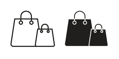 Shopping Bags icon graphic doodle, sketch, outline drawing Vector illustration