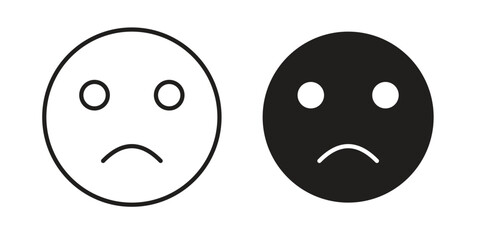 Sad icon graphic doodle, sketch, outline drawing Vector illustration