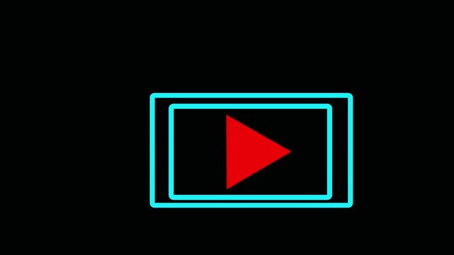 Play button icon animation. Video play icon, video symbol concept on black background. The play icon.