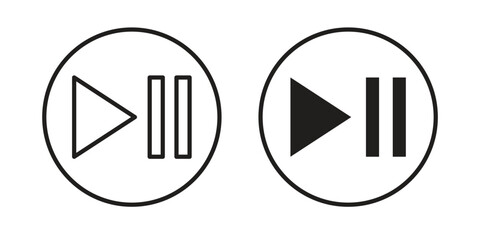Play pause icon graphic doodle, sketch, outline drawing Vector illustration