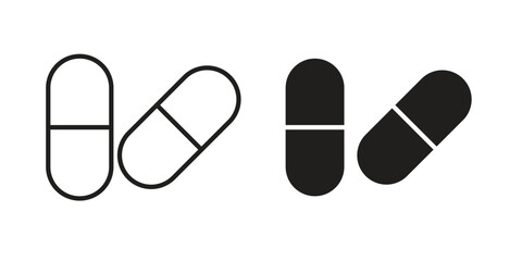 Pill icon graphic doodle, sketch, outline drawing Vector illustration