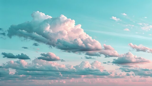 Dreamy pastel clouds floating in a serene sky
