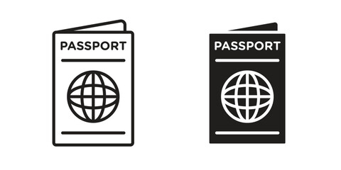 Passport icon graphic doodle, sketch, outline drawing Vector illustration