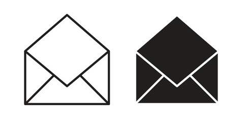 Open envelope icon graphic doodle, sketch, outline drawing Vector illustration