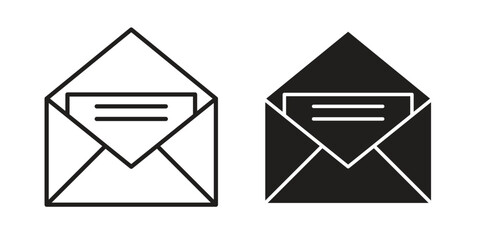 Open envelope icon graphic doodle, sketch, outline drawing Vector illustration