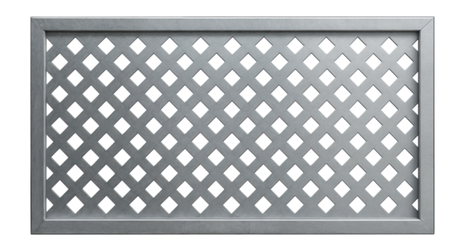 Galvanized perforated panel with diamond-shaped holes for outdoor fencing.