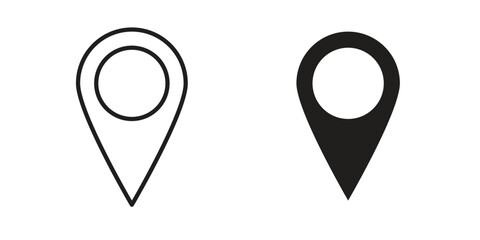Navigation pin icon graphic doodle, sketch, outline drawing Vector illustration